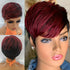 Synthetic New Products Highlight Wine Red Mixed Black Straight Bob Pixie Cut New Fashion Style Wigs For Women, Heat Resistant Fiber 6inch 150% Density - Lena & Miles Exquisite Boutique LLC.