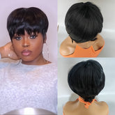 Synthetic New Products Highlight Wine Red Mixed Black Straight Bob Pixie Cut New Fashion Style Wigs For Women, Heat Resistant Fiber 6inch 150% Density - Lena & Miles Exquisite Boutique LLC.