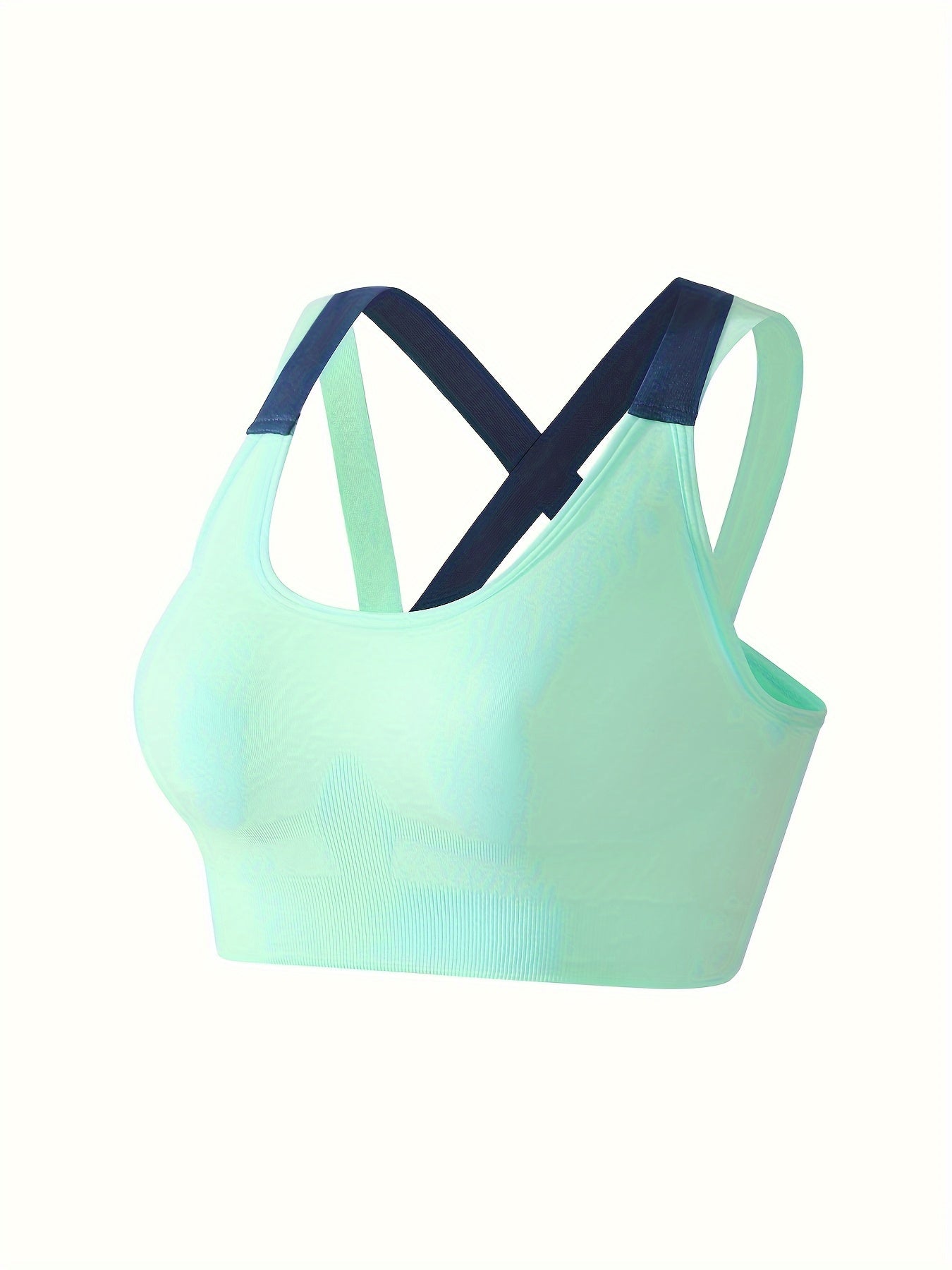 3pcs Criss Cross Back Sports Bras, Comfy & Breathable Colorblock Running Workout Bra, Women&