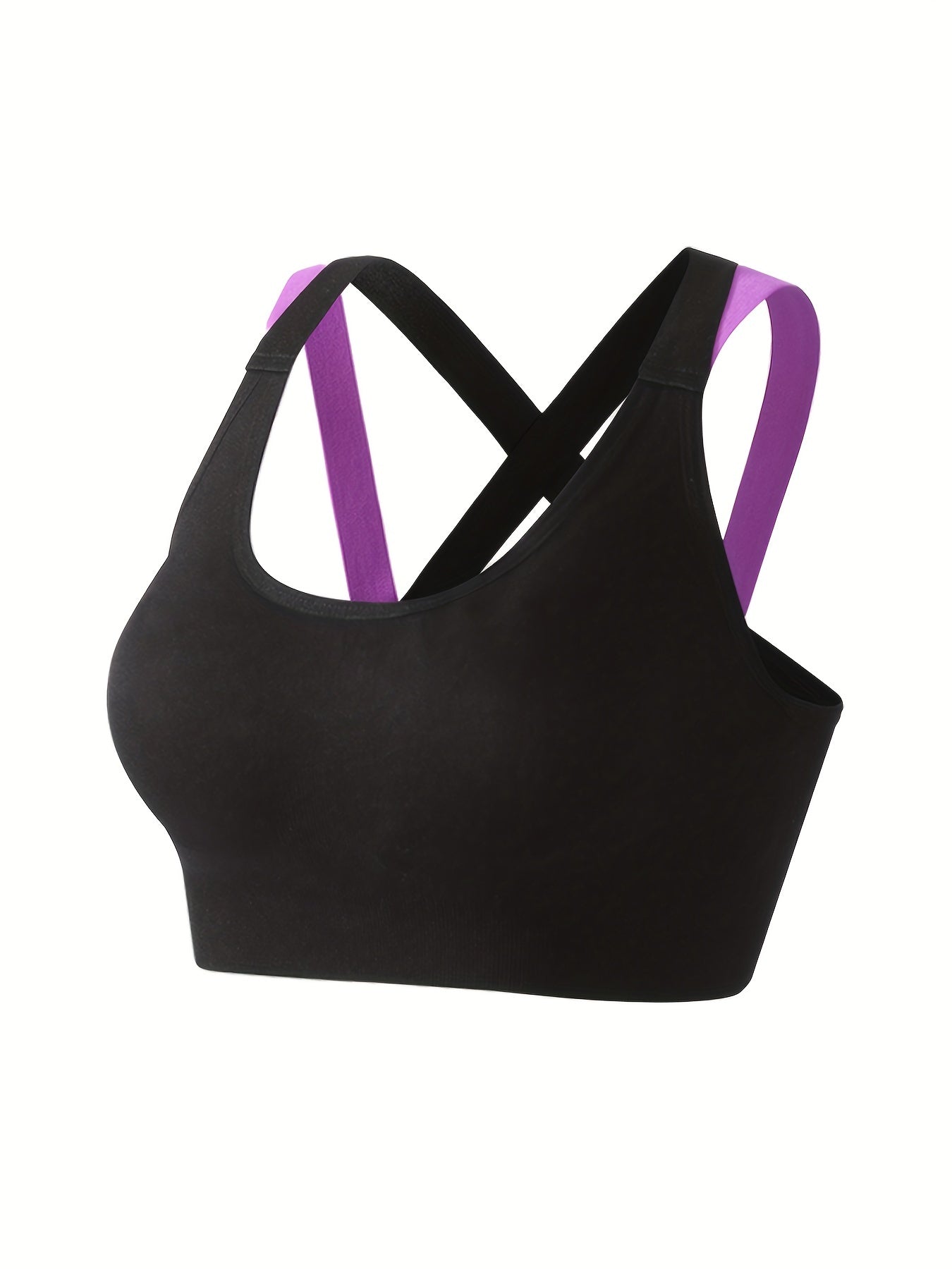 3pcs Criss Cross Back Sports Bras, Comfy & Breathable Colorblock Running Workout Bra, Women&