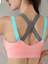 3pcs Criss Cross Back Sports Bras, Comfy & Breathable Colorblock Running Workout Bra, Women&