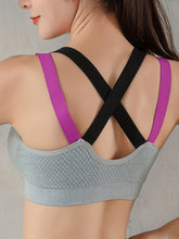 3pcs Criss Cross Back Sports Bras, Comfy & Breathable Colorblock Running Workout Bra, Women&