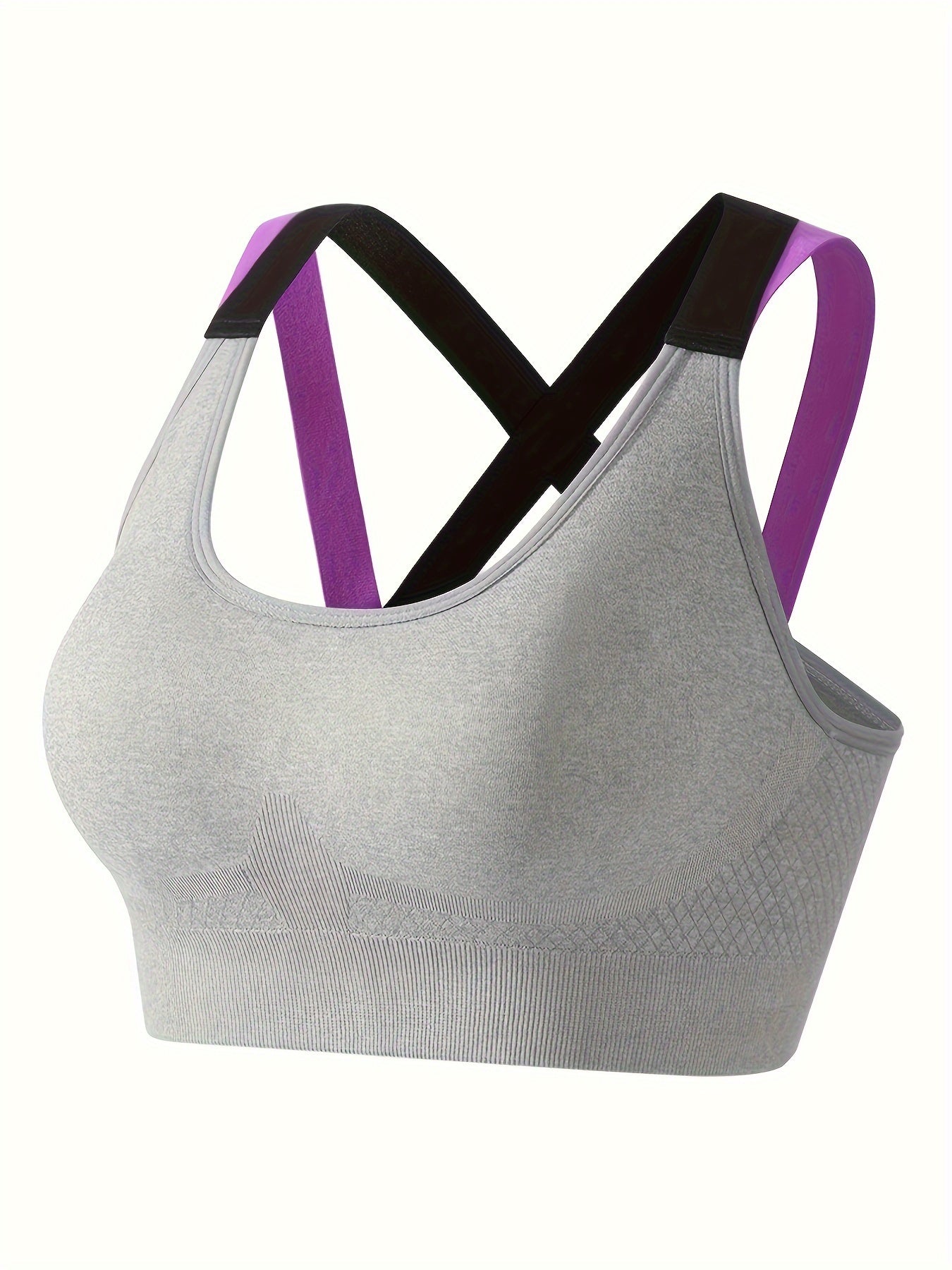 3pcs Criss Cross Back Sports Bras, Comfy & Breathable Colorblock Running Workout Bra, Women&