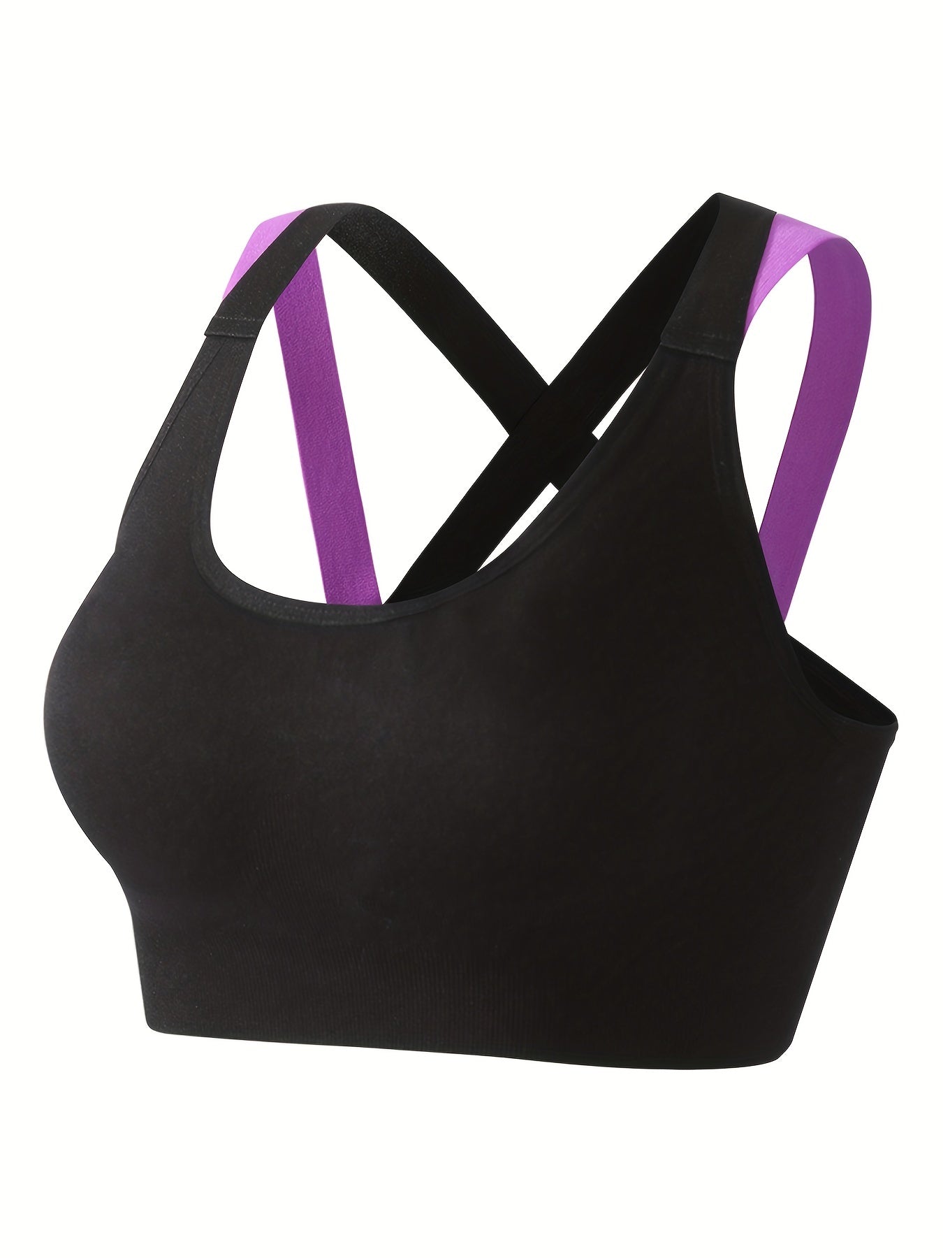 3pcs Criss Cross Back Sports Bras, Comfy & Breathable Colorblock Running Workout Bra, Women&