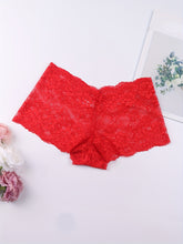 6pcs Floral Lace Boyshort Panties, Soft & Comfortable Scallop Trim Panties, Women&
