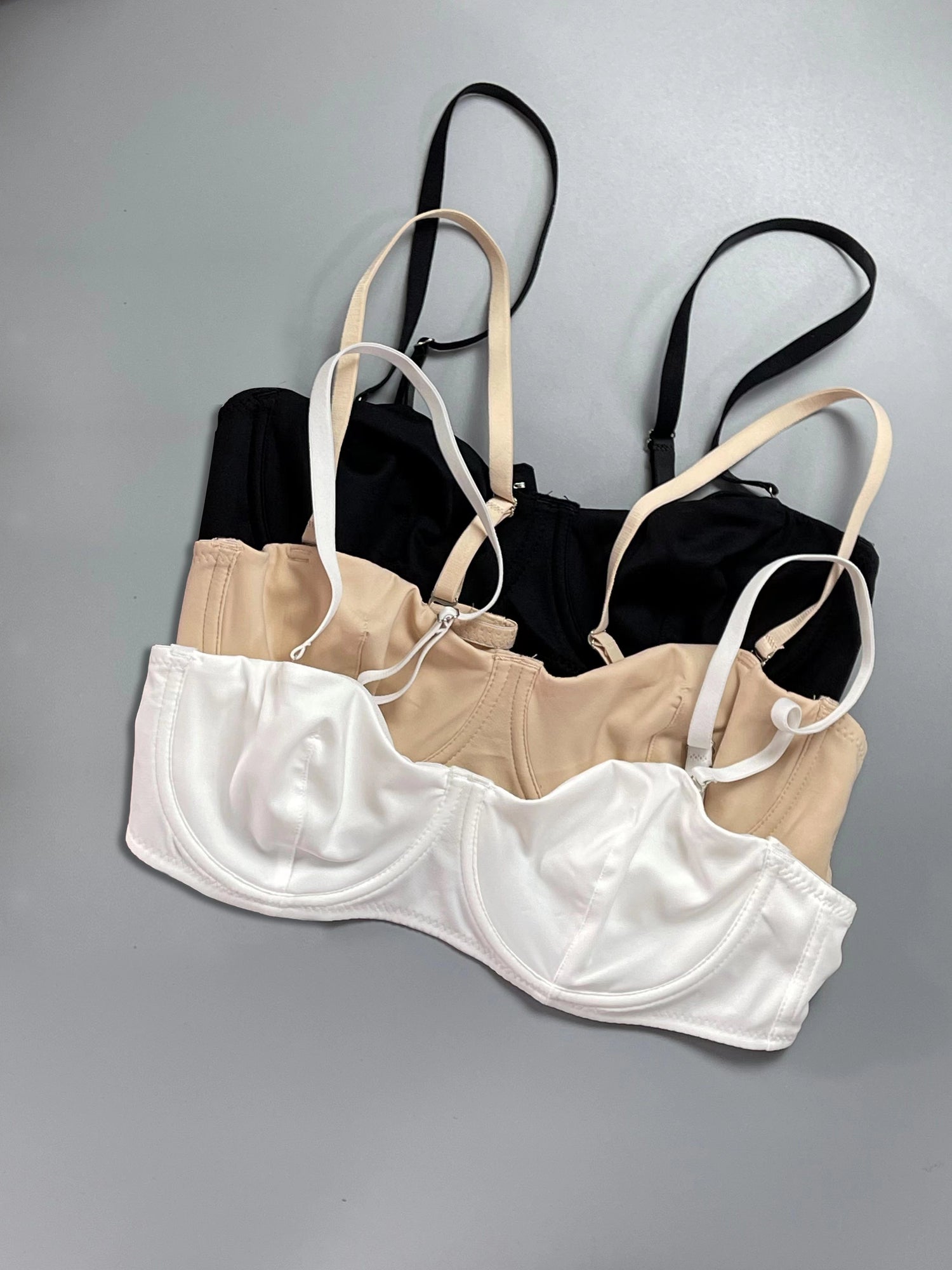 3pcs Simple Solid Unlined Bras, Comfy & Breathable Push Up Bra, Women&