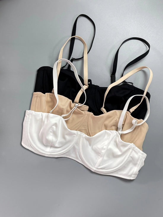 3pcs Simple Solid Unlined Bras, Comfy & Breathable Push Up Bra, Women&