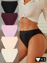 5pcs Seamless Solid Briefs, Comfy & Breathable Stretchy Intimates Panties, Women&