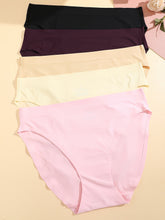5pcs Seamless Solid Briefs, Comfy & Breathable Stretchy Intimates Panties, Women&