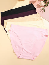 5pcs Seamless Solid Briefs, Comfy & Breathable Stretchy Intimates Panties, Women&