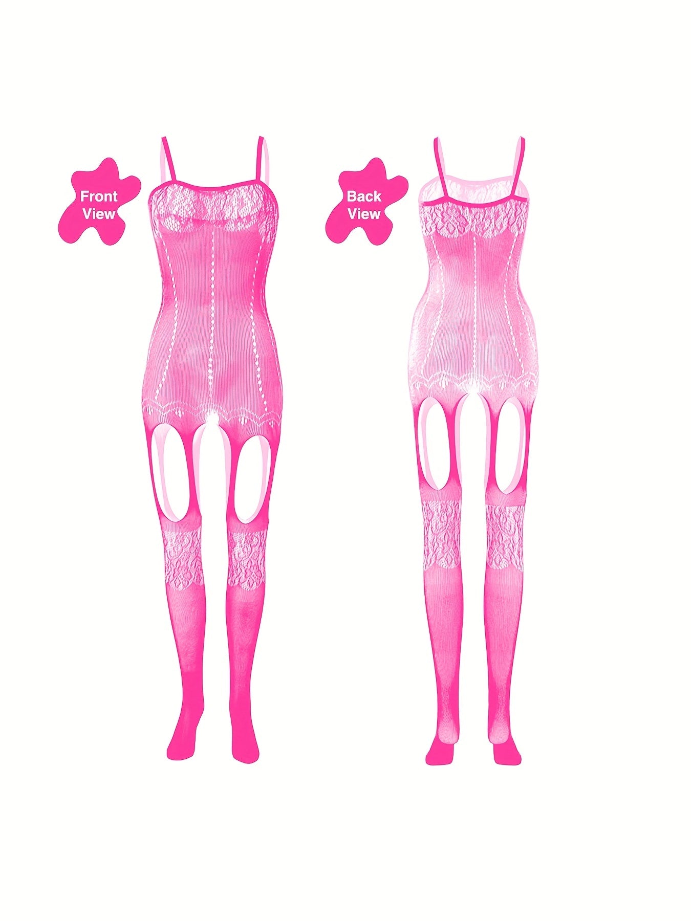 4-Pack Seductive Fishnet Bodystocking with Intricate Jacquard & Alluring Open Crotch - Womens Intimate Lingerie Set - Lena & Miles Exquisite Boutique LLC.