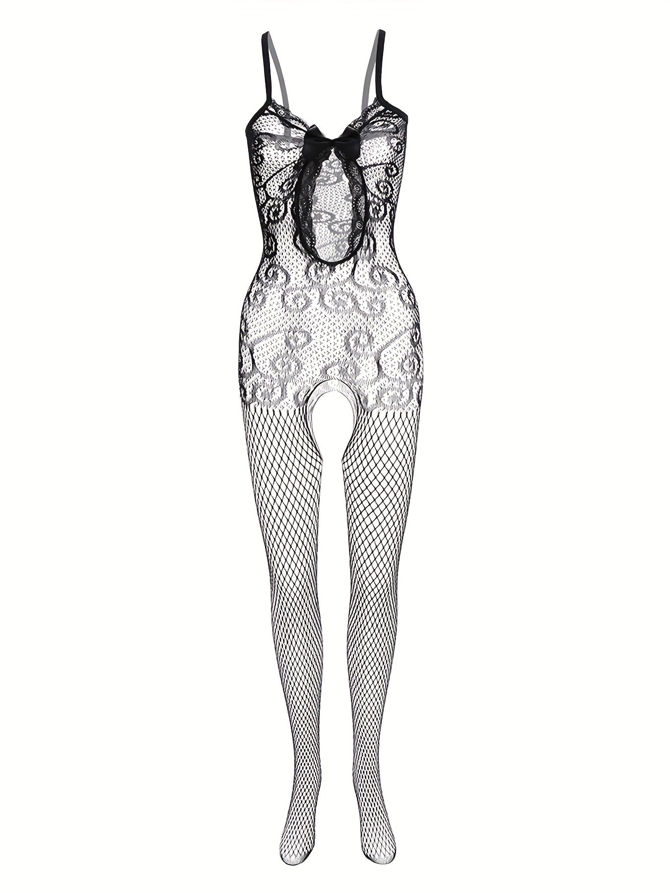 4-Pack Seductive Fishnet Bodystocking with Intricate Jacquard & Alluring Open Crotch - Womens Intimate Lingerie Set - Lena & Miles Exquisite Boutique LLC.