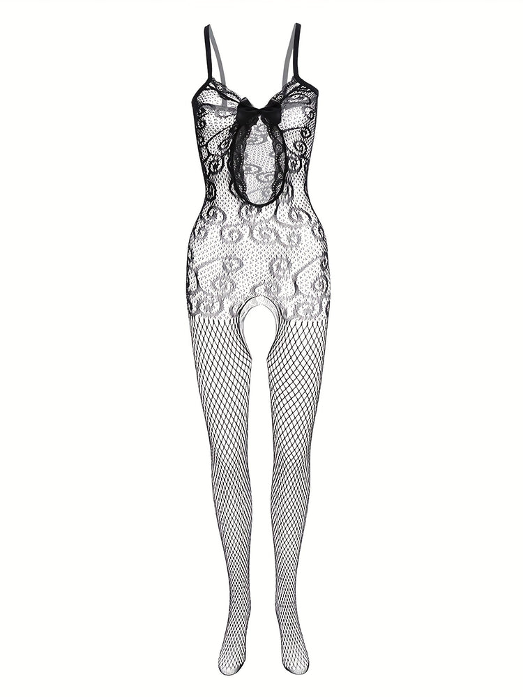 4-Pack Seductive Fishnet Bodystocking with Intricate Jacquard & Alluring Open Crotch - Womens Intimate Lingerie Set - Lena & Miles Exquisite Boutique LLC.