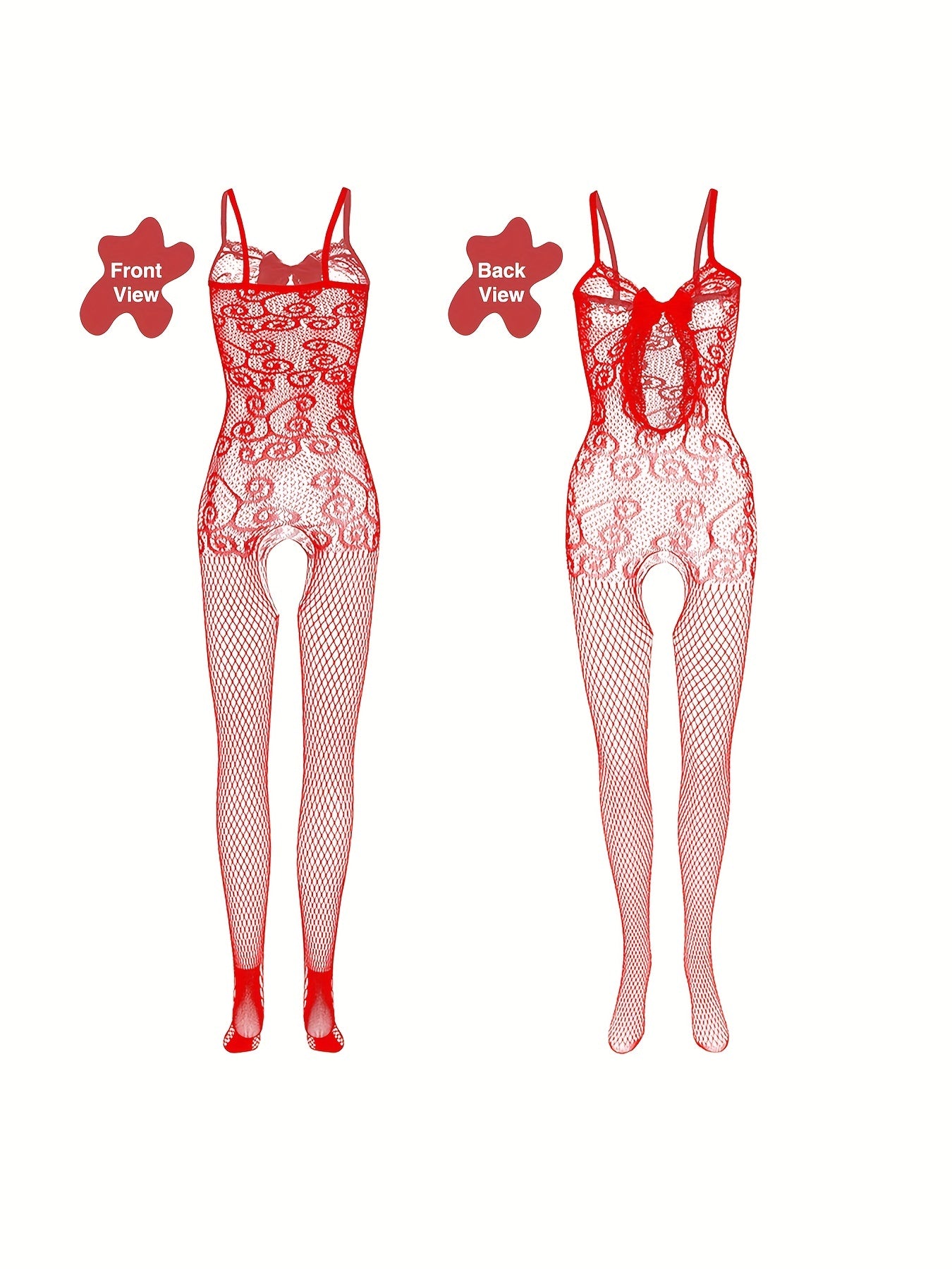 4-Pack Seductive Fishnet Bodystocking with Intricate Jacquard & Alluring Open Crotch - Womens Intimate Lingerie Set - Lena & Miles Exquisite Boutique LLC.