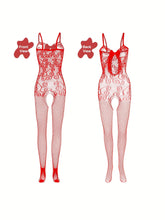 4-Pack Seductive Fishnet Bodystocking with Intricate Jacquard & Alluring Open Crotch - Womens Intimate Lingerie Set - Lena & Miles Exquisite Boutique LLC.