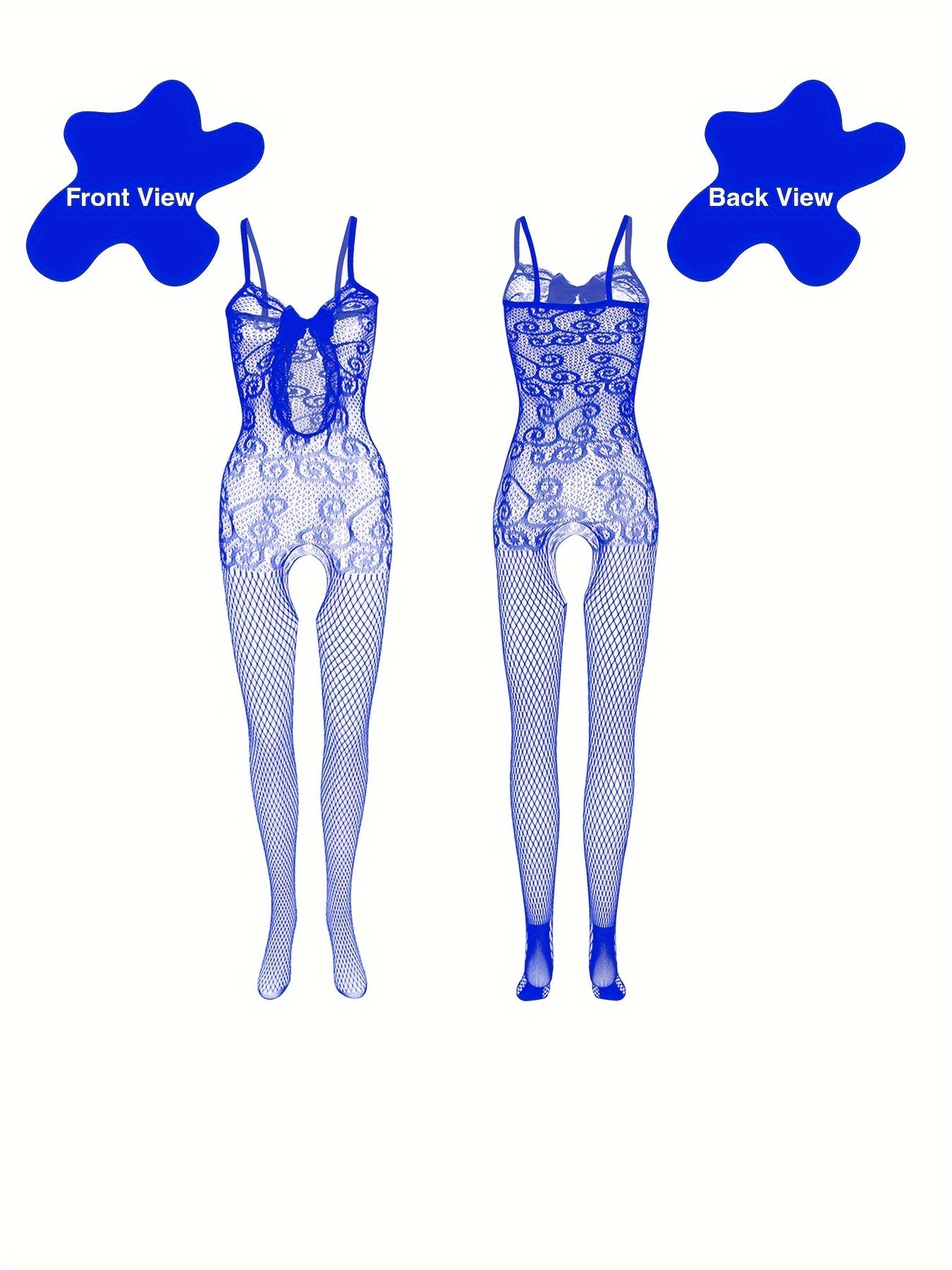 4-Pack Seductive Fishnet Bodystocking with Intricate Jacquard & Alluring Open Crotch - Womens Intimate Lingerie Set - Lena & Miles Exquisite Boutique LLC.