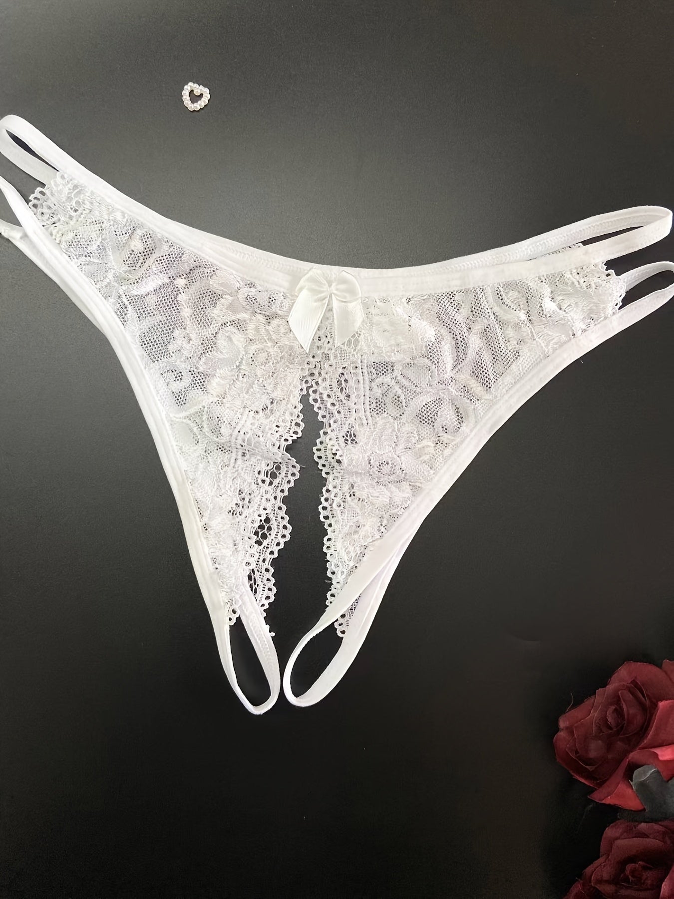 1/6 pcs Exquisite Floral Lace Mesh Thongs - Hollow Out Open Crotch Design, Breathable, Comfortable, Sexy Women's Lingerie & Underwear for Romantic Nights - Soft, Stretchy, and Delicate Fabric - Lena & Miles Exquisite Boutique LLC.