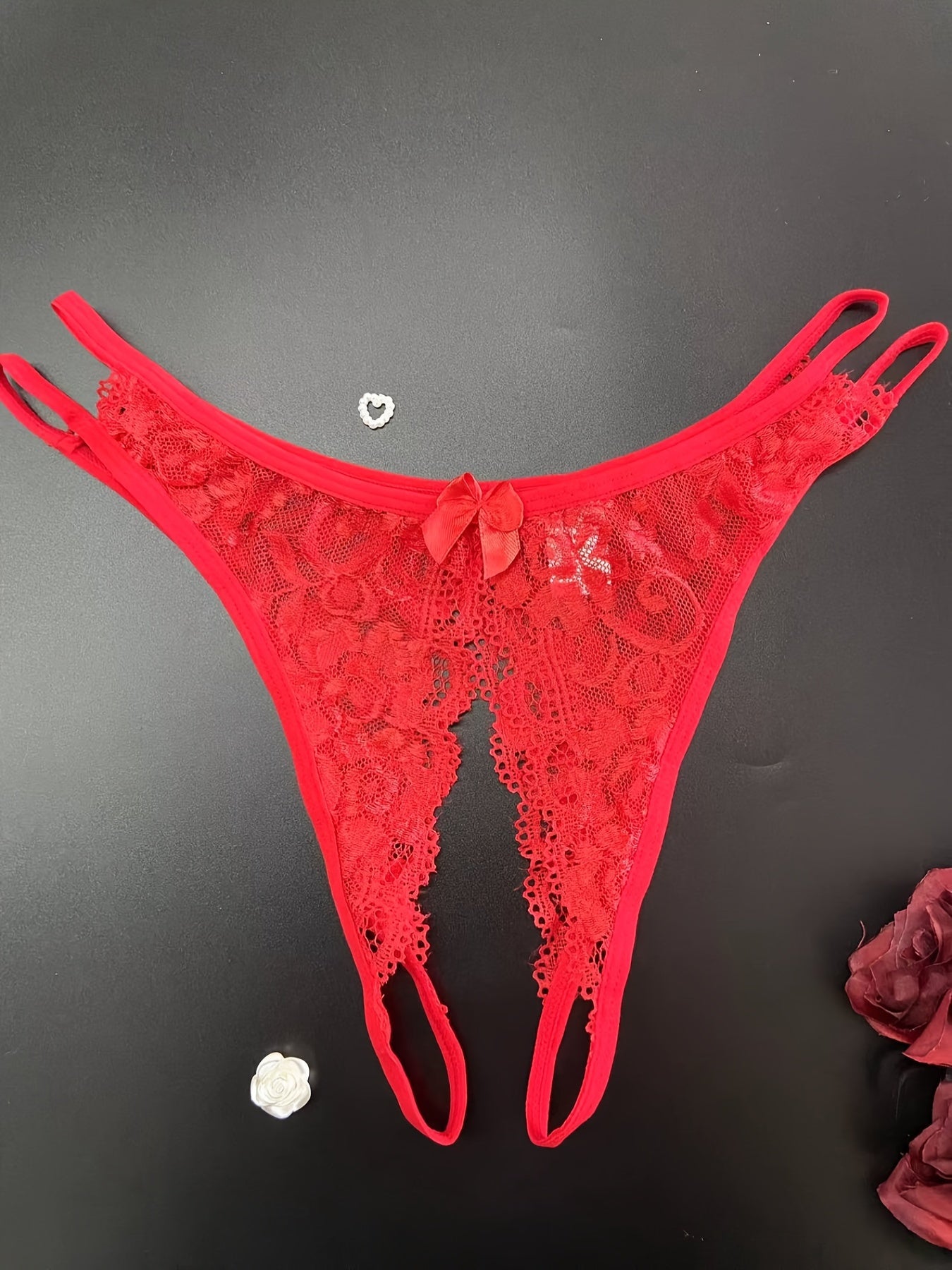 1/6 pcs Exquisite Floral Lace Mesh Thongs - Hollow Out Open Crotch Design, Breathable, Comfortable, Sexy Women's Lingerie & Underwear for Romantic Nights - Soft, Stretchy, and Delicate Fabric - Lena & Miles Exquisite Boutique LLC.