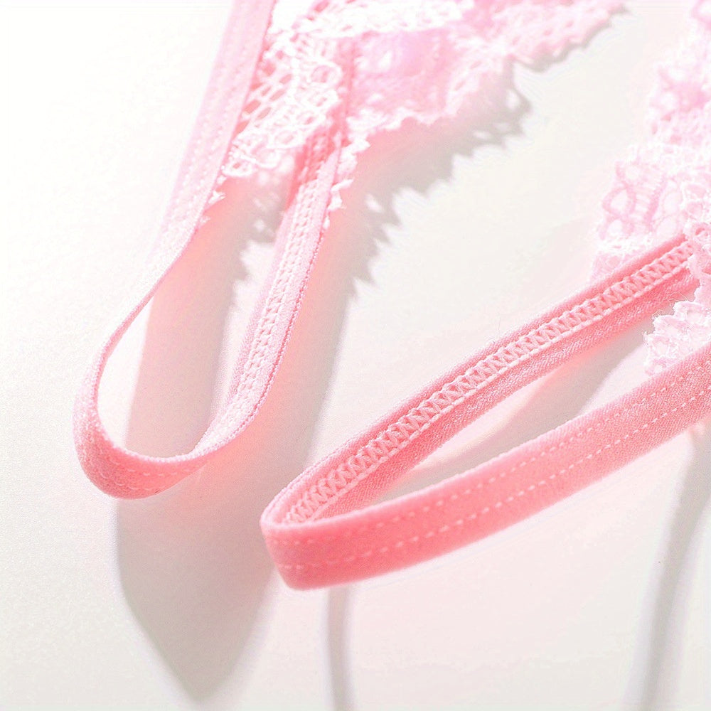 1/6 pcs Exquisite Floral Lace Mesh Thongs - Hollow Out Open Crotch Design, Breathable, Comfortable, Sexy Women's Lingerie & Underwear for Romantic Nights - Soft, Stretchy, and Delicate Fabric - Lena & Miles Exquisite Boutique LLC.