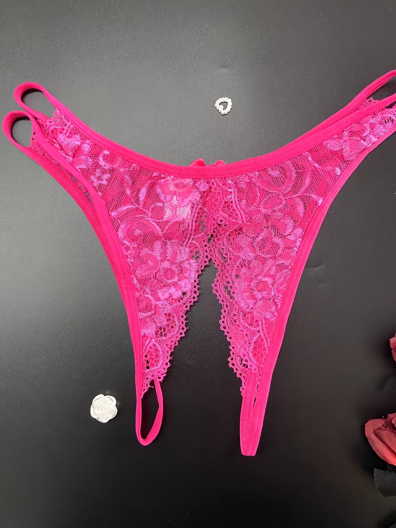 1/6 pcs Exquisite Floral Lace Mesh Thongs - Hollow Out Open Crotch Design, Breathable, Comfortable, Sexy Women's Lingerie & Underwear for Romantic Nights - Soft, Stretchy, and Delicate Fabric - Lena & Miles Exquisite Boutique LLC.