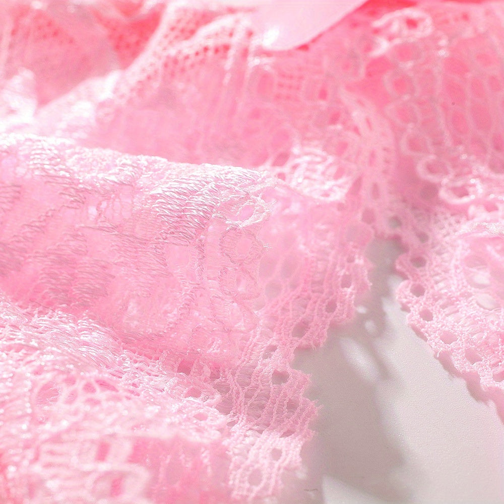1/6 pcs Exquisite Floral Lace Mesh Thongs - Hollow Out Open Crotch Design, Breathable, Comfortable, Sexy Women&