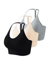 3pcs Seamless Halter Sports Bras, Comfy & Breathable Yoga Fitness Bra, Women&