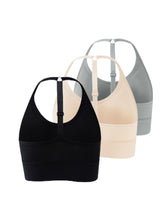 3pcs Seamless Halter Sports Bras, Comfy & Breathable Yoga Fitness Bra, Women&