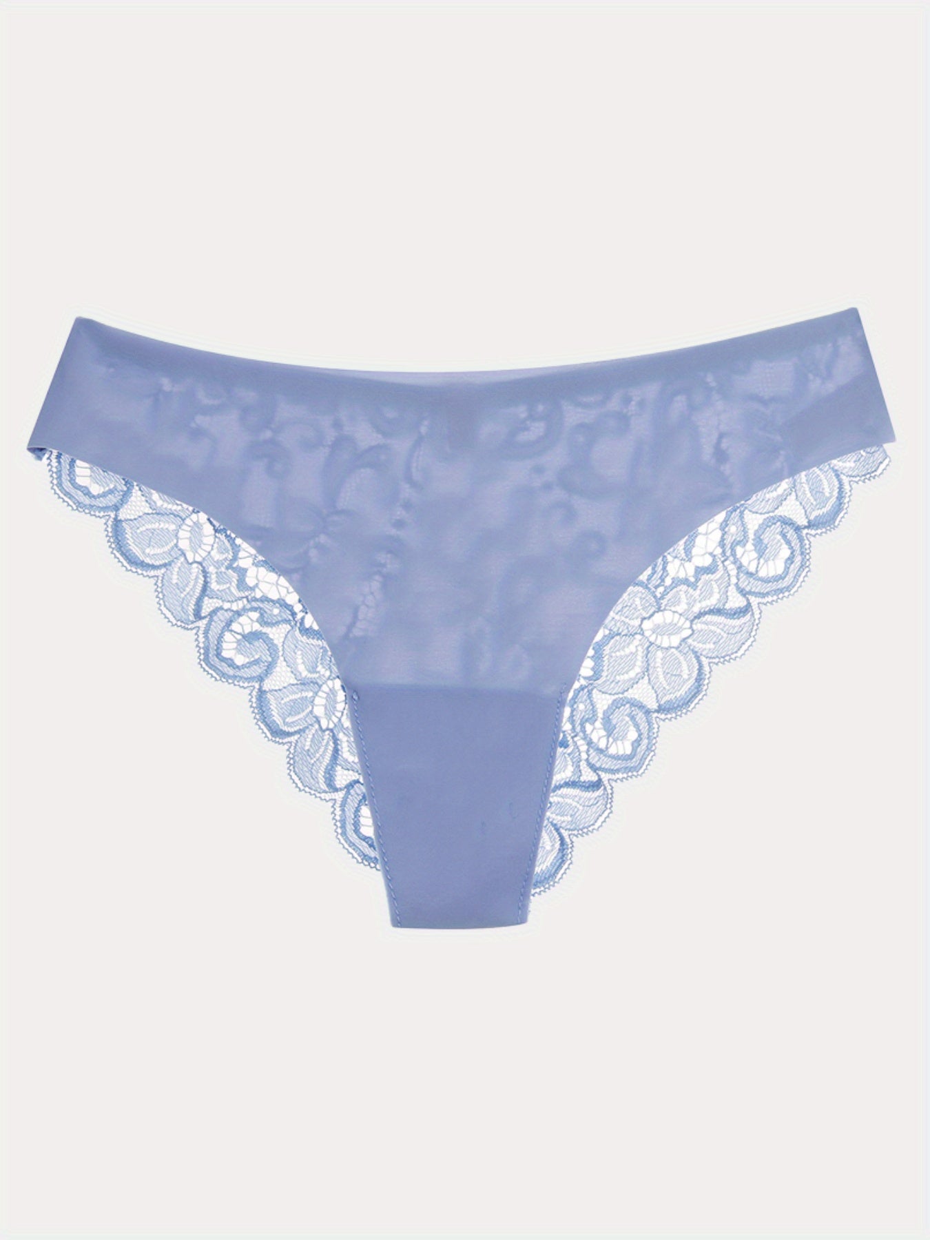 6pcs Contrast Lace Briefs, Comfy & Seamless Scallop Trim Intimates Panties, Women&