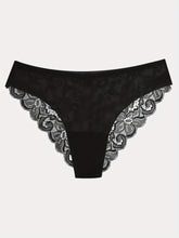 6pcs Contrast Lace Briefs, Comfy & Seamless Scallop Trim Intimates Panties, Women&