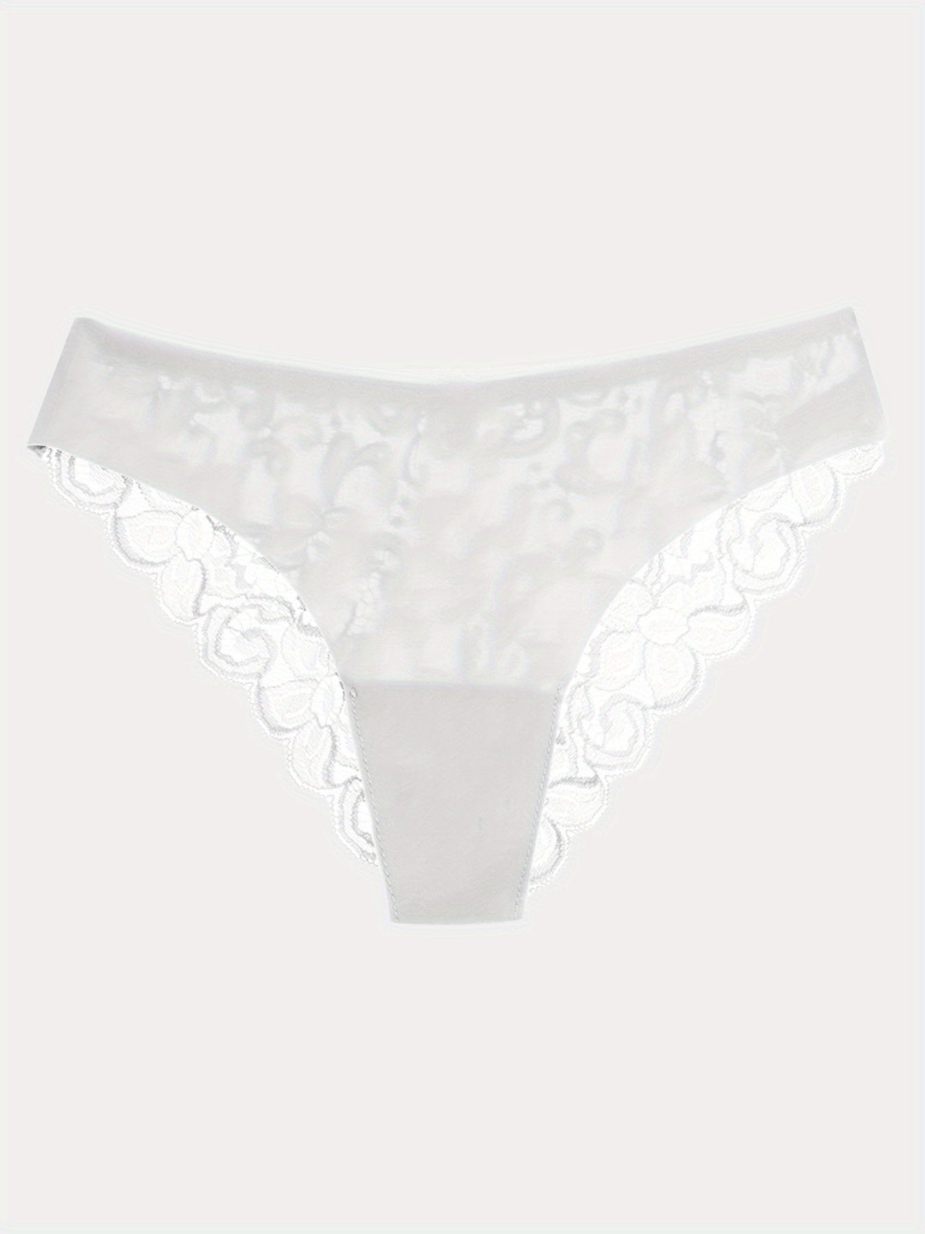 6pcs Contrast Lace Briefs, Comfy & Seamless Scallop Trim Intimates Panties, Women&