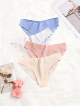 6pcs Contrast Lace Briefs, Comfy & Seamless Scallop Trim Intimates Panties, Women&