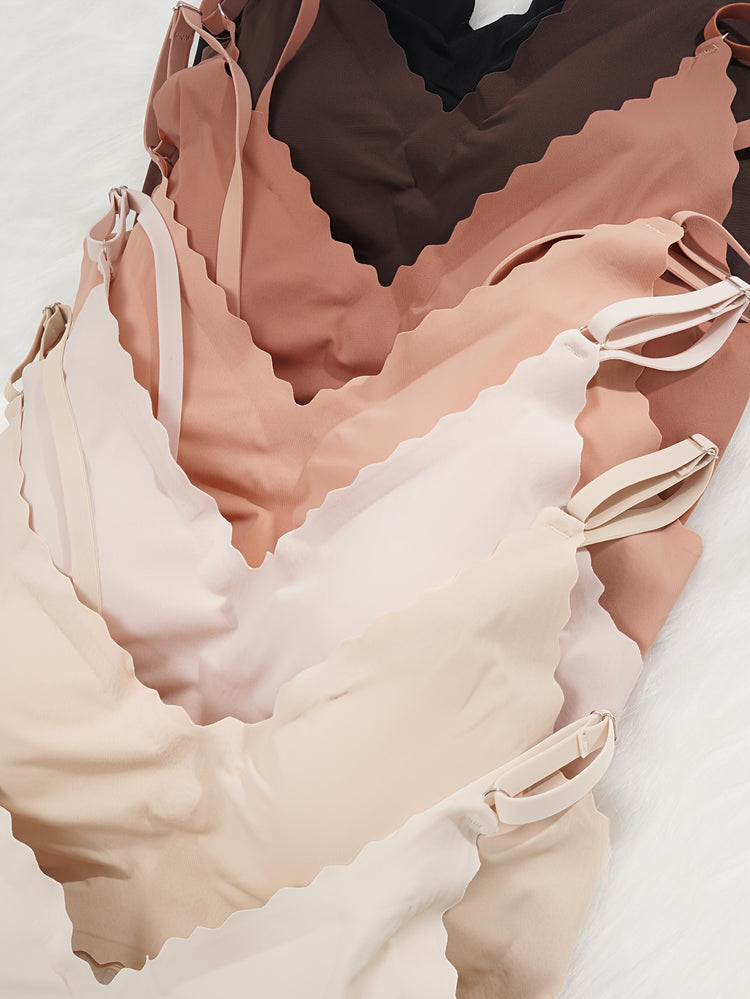 7pcs Solid Push Up Bra, Comfy Removable Padded Seamless Anti-sagging Everyday Bra, Women&