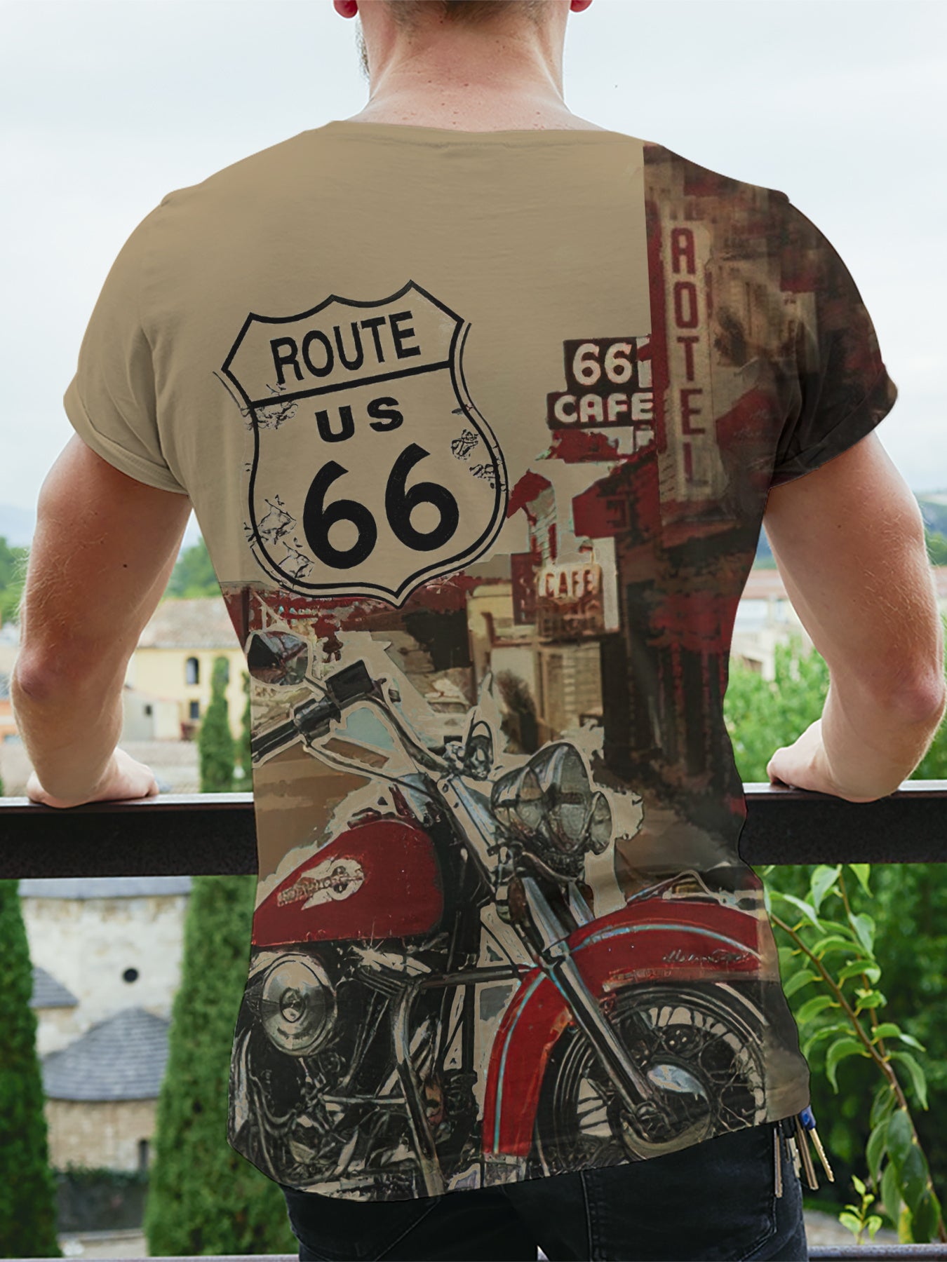 Retro Motorcycle Print, Men&