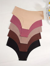 5pcs Simple Solid Hipster Panties, Comfy Seamless Low Waist Intimates Panties, Women&