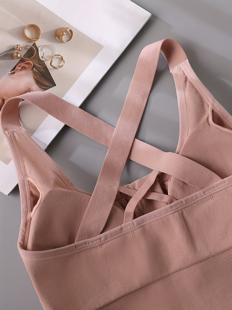 3pcs Zipper Sports Bras, Breathable High Impact Criss Cross Back Bra, Women&