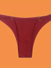 5pcs Solid Ribbed Panties, Soft & Comfy Heart Ring Linked Panties, Women&