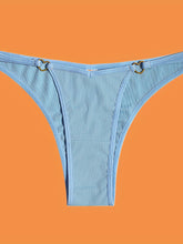 5pcs Solid Ribbed Panties, Soft & Comfy Heart Ring Linked Panties, Women&