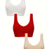 3pcs Wireless Sports Bras, Comfy & Breathable Running Workout Tank Bra, Women&