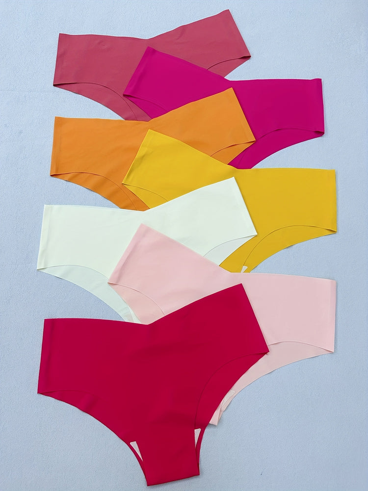 7pcs Seamless Solid Briefs, Comfy & Breathable Stretchy Intimates Panties, Women&