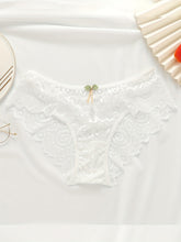 5pcs Floral Lace Bow Tie Briefs, Sexy Cut Out Scallop Trim Panties, Women&