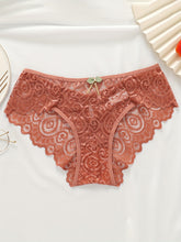 5pcs Floral Lace Bow Tie Briefs, Sexy Cut Out Scallop Trim Panties, Women&