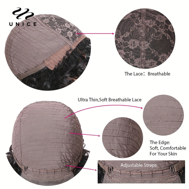 Unice Hair Short Loose Curly Wigs Brazilian Hai - Lena & Miles Exquisite Boutique LLC.