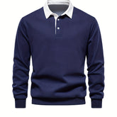Cotton Blend Retro Color Block Men&