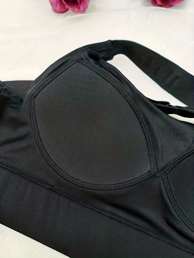 Seamless Wireless Sports Bra, Comfy & Breathable Running Workout Bra, Women&