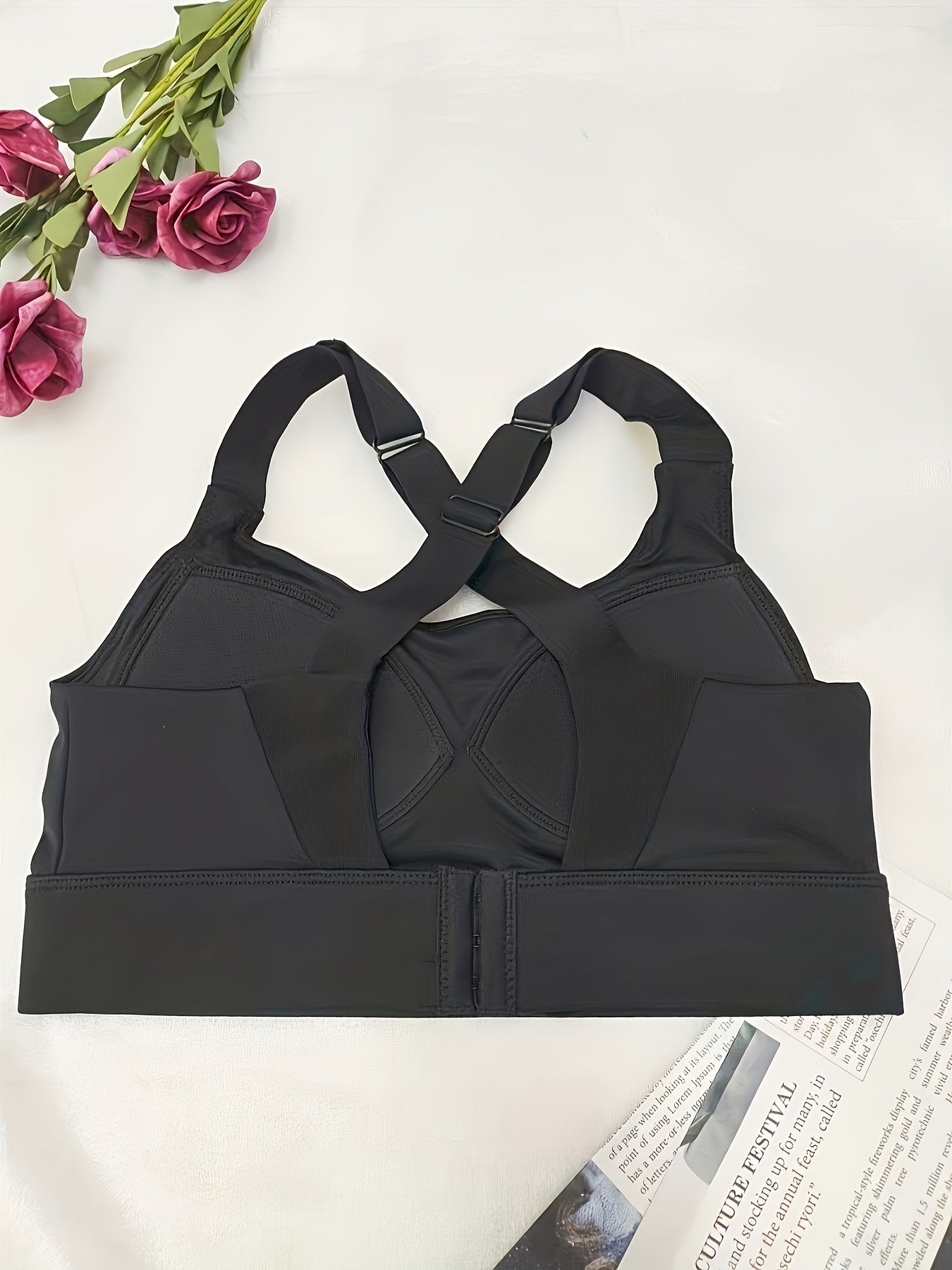 Seamless Wireless Sports Bra, Comfy & Breathable Running Workout Bra, Women&