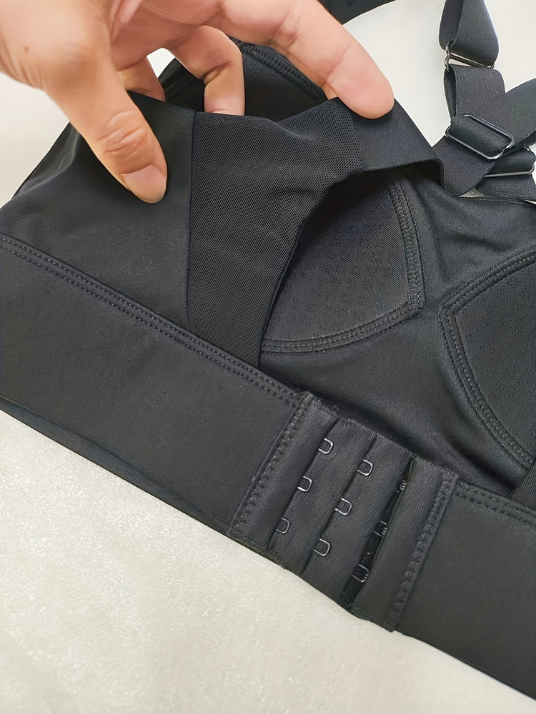 Seamless Wireless Sports Bra, Comfy & Breathable Running Workout Bra, Women&