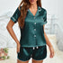 Women Silk Satin Pajamas Set Two-piece Pj Sets Sleepwear Loungewear Button-Down Pajama Women 2 Piece Pijama Homewear Shorts Set - Lena & Miles Exquisite Boutique LLC.