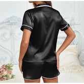 Women Silk Satin Pajamas Set Two-piece Pj Sets Sleepwear Loungewear Button-Down Pajama Women 2 Piece Pijama Homewear Shorts Set - Lena & Miles Exquisite Boutique LLC.