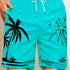 Quick Drying Mesh Lining Comfortable Breathable Palm Tree Pattern Drawstring Swim Trunks With 2 Pockets, Men&