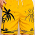 Quick Drying Mesh Lining Comfortable Breathable Palm Tree Pattern Drawstring Swim Trunks With 2 Pockets, Men&